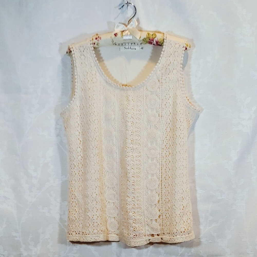 Solitaire | Crochet Overlay Tank | L